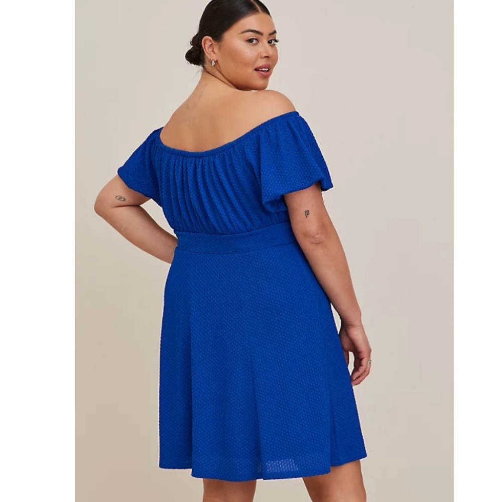 Torrid Royal Blue Off-Shoulder Mini Dress - Picture 3 of 6
